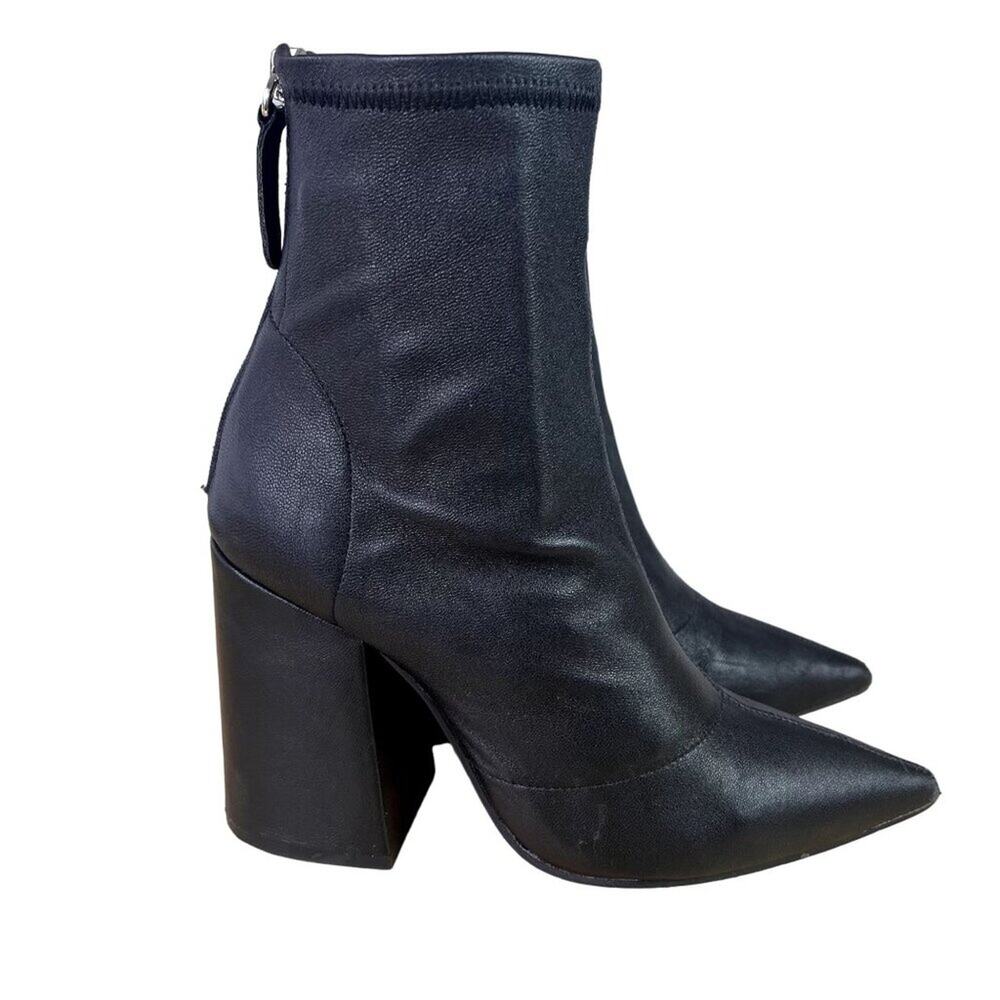 Alias Mae Ahnika Bootie Womens 38 Black Leather Upper Side Zip Pointed Toe